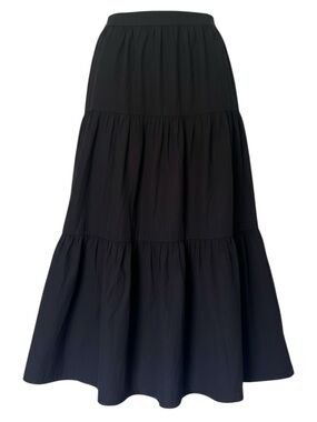 Hudson North Black Cotton Tiered Maxi Skirt XL Boho Cottagecore Whimsigoth
